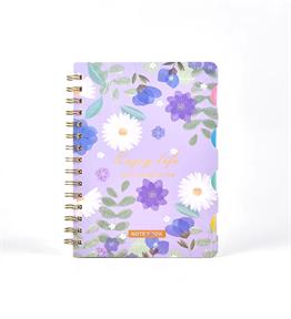 Spiralli Çiçek Desenli Defter x12