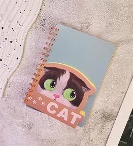 Spiralli Kedi Tasarımlı Defter x12