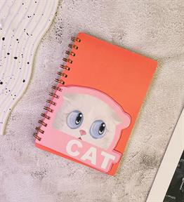 Spiralli Kedi Tasarımlı Defter x12