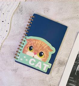 Spiralli Kedi Tasarımlı Defter x12