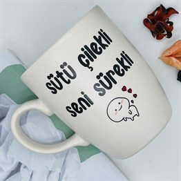 Sütü Çilekli Seni Sürekli White Printed Mug