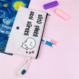Sütü Çilekli Seni Sürekli Cloth Pencil Case
