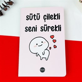 Sütü Çilekli Seni Sürekli Tasarımlı Terzi Dikişli Defter
