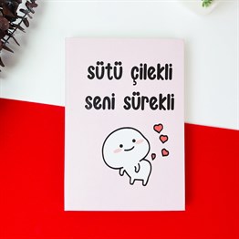 Sütü Çilekli Seni Sürekli Tasarımlı Lastikli Defter 
