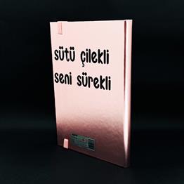 Sütü Çilekli Tasarımlı Metal Kapaklı Lastikli Defter