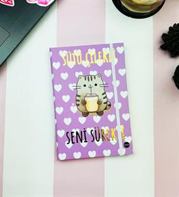 Sütü Çilekli V2 Tasarımlı Lastikli Defter