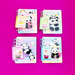 Sweet ve Panda Kabartmalı Çizgili Defter
