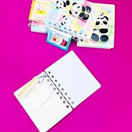Sweet ve Panda Kabartmalı Çizgili Defter