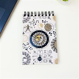 Tarot Ay Güneş Tasarımlı 17x12Cm Siyah Yaprak Sketch Book - Eskiz Defteri