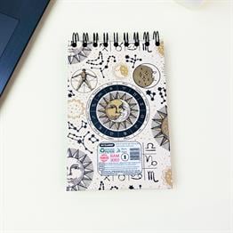 Tarot Ay Güneş Tasarımlı 17x12Cm Siyah Yaprak Sketch Book - Eskiz Defteri