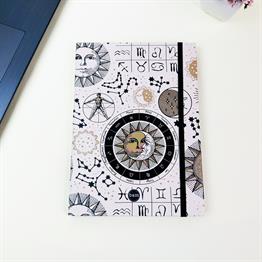Tarot Ay Güneş Tasarımlı 21x14Cm Siyah Yaprak Sketch Book - Eskiz Defteri