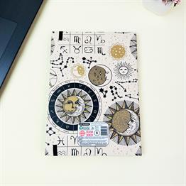 Tarot Ay Güneş Tasarımlı 21x14Cm Siyah Yaprak Sketch Book - Eskiz Defteri