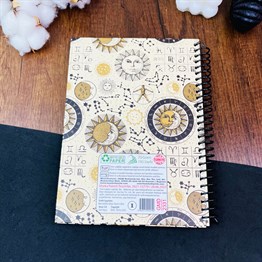 Tarot Ay Ve Güneş Tasarımlı Çizgili Spiralli Defter 