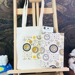 Tarot Ay Ve Güneş Tasarımlı Kalın Kitap Görünümlü Defter Ve Bez Çanta