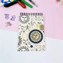 Tarot Ay Ve Güneş Tasarımlı Spiralli Defter