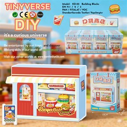 Tinyverse Hamburger Dükkanı - Kendin Yap (DIY) Minyatür Seti X16