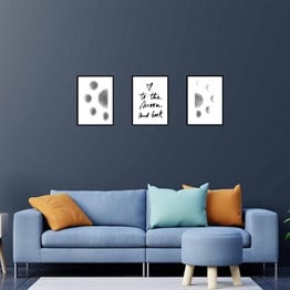 To The Moon And Back Motto Tasarım Duvar Panosu 3lü Set 20X30 cm