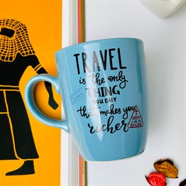 Travel Tasarımlı Blue Printed Mug