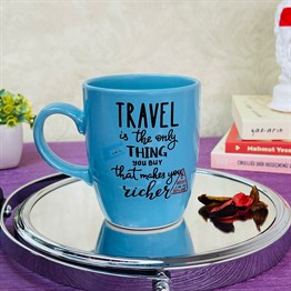 Travel Tasarımlı Blue Printed Mug
