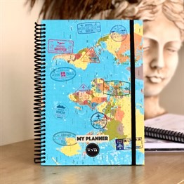 Travel Tasarımlı Sert Kapaklı Lastikli Sprelli Tarihsiz Akademik Haftalık Planlayıcı