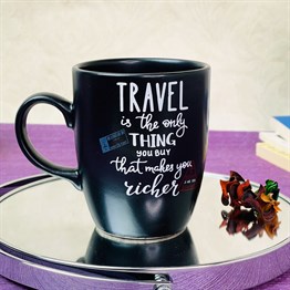 Travel Black Printed Mug