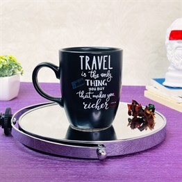 Travel Black Printed Mug