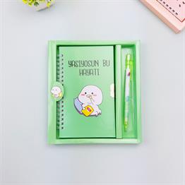 Türkçe Mottolu Kilitli Defter x12