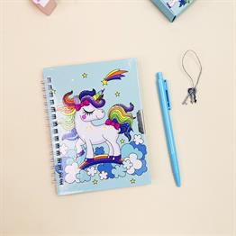 Unicorn 2 Tasarımlı Kilitli Günlük Defter Ve Kalem Set