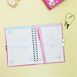 Unicorn 2 Tasarımlı Kilitli Günlük Defter Ve Kalem Set