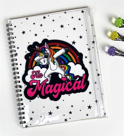 Unicorn Gökkuşağı Tasarımlı Çanta Kapaklı Defter