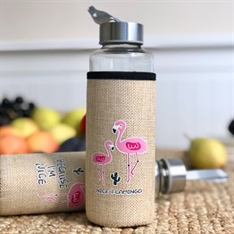 Flamingo Kılıflı 400 Ml Cam Matara