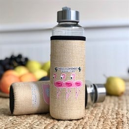Flamingo Kılıflı 400 Ml Cam Matara