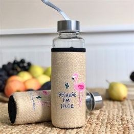 Flamingo Kılıflı 400 Ml Cam Matara