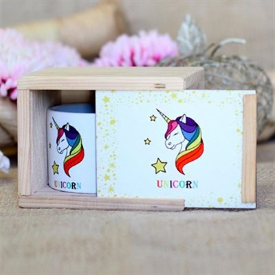 Unicorn Cup With Wooden Box Customizable