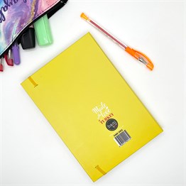 UV Baskıya Uygun Düz Hardal Rengi Tasarımlı Lastikli Defter