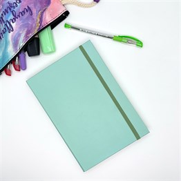 UV Baskıya Uygun Düz Su Yeşili Tasarımlı Lastikli Defter 