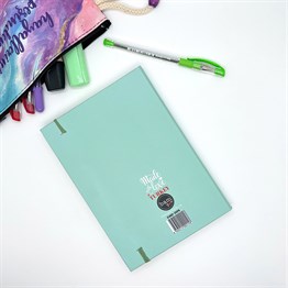 UV Baskıya Uygun Düz Su Yeşili Tasarımlı Lastikli Defter 