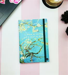 Van Gogh Badem Çiçeği Tasarımlı Lastikli Defter