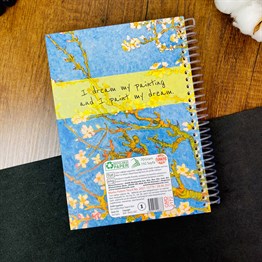 Van Gogh Badem Çiçeği Tasarımlı Spiralli Defter 