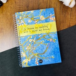 Van Gogh Badem Çiçeği Tasarımlı Spiralli Defter 