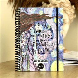 Van Gogh Sert Kapaklı Lastikli Sprelli Tarihsiz Akademik Haftalık Planlayıcı