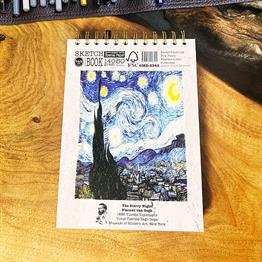 Van Gogh Yıldızlı Gece Tasarımlı 17x23 Sketch Book - Eskiz Defteri