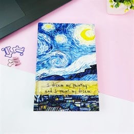 Van Gogh Yıldızlı Gece Tasarımlı Kalın Kitap Görünümlü Defter