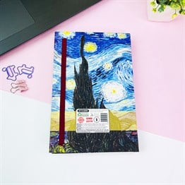 Van Gogh Yıldızlı Gece Tasarımlı Kalın Kitap Görünümlü Defter