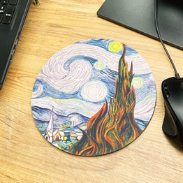 Van Gogh Yıldızlı Gece Tasarımlı Oval Mouse Pad