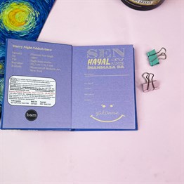 Van Gogh Yıldızlı Gece Tasarımlı Sert Kapaklı Lastikli Mini Defter