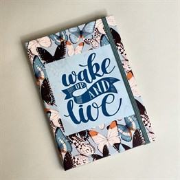 Wake Up And Live Tasarımlı Lastikli Defter