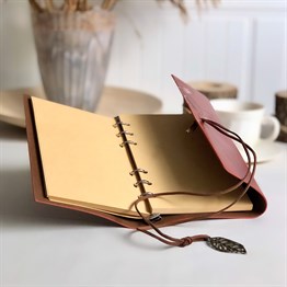 Yaprak Tasarımlı Deri Hatıra Defteri Taba