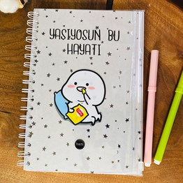 Yaşıyosun Bu Hayatı Tasarımlı Çanta Kapaklı Spiralli Defter