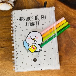 Yaşıyosun Bu Hayatı Tasarımlı Çanta Kapaklı Spiralli Defter